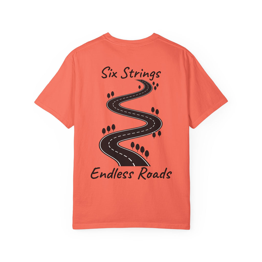 Six Strings, Endless Roads. Unisex T-Shirt