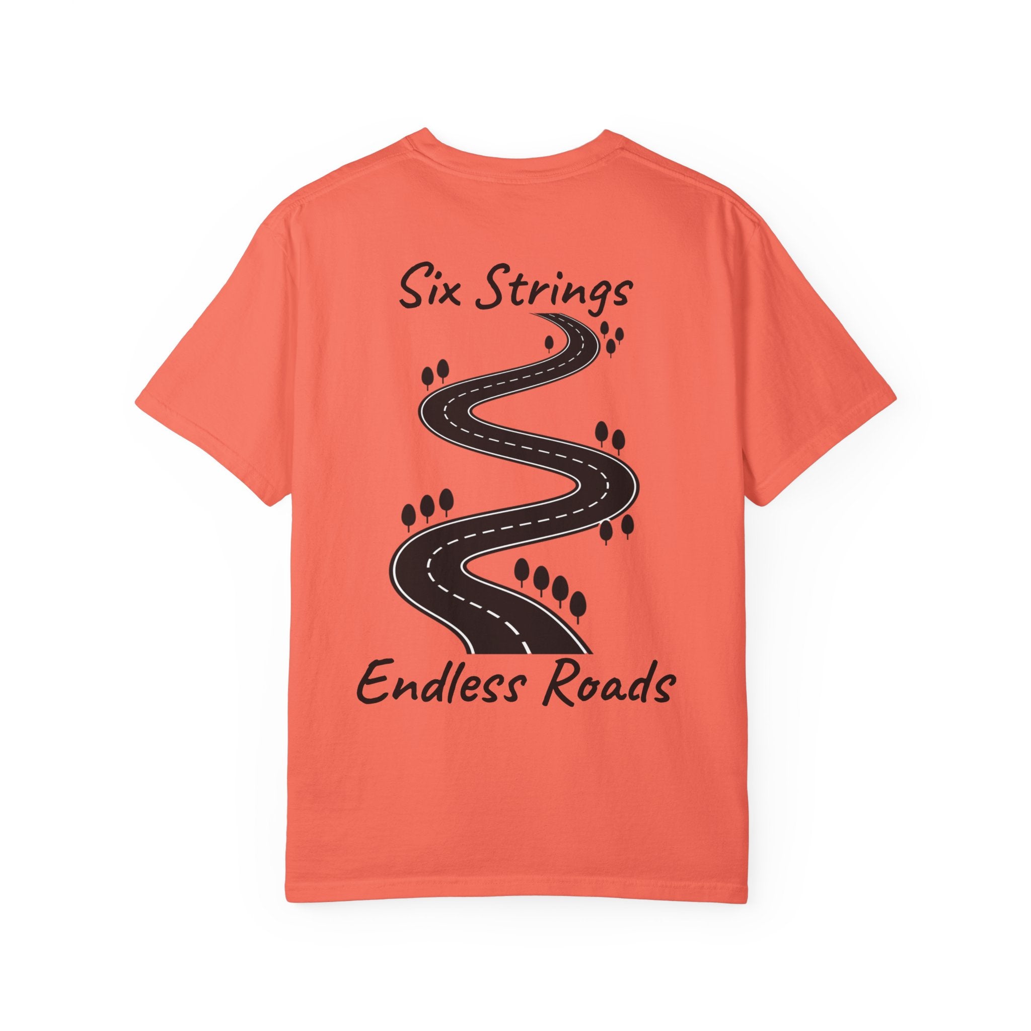 Six Strings, Endless Roads. Unisex T-Shirt