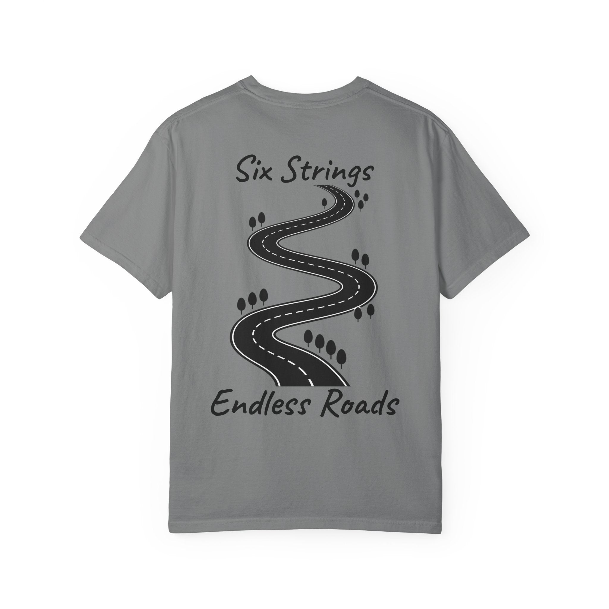 Six Strings, Endless Roads. Unisex T-Shirt