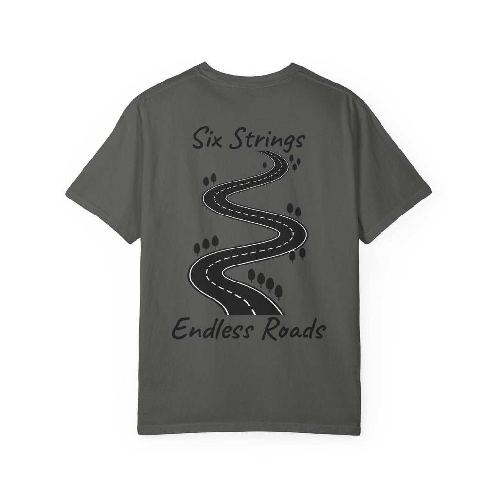 Six Strings, Endless Roads. Unisex T-Shirt