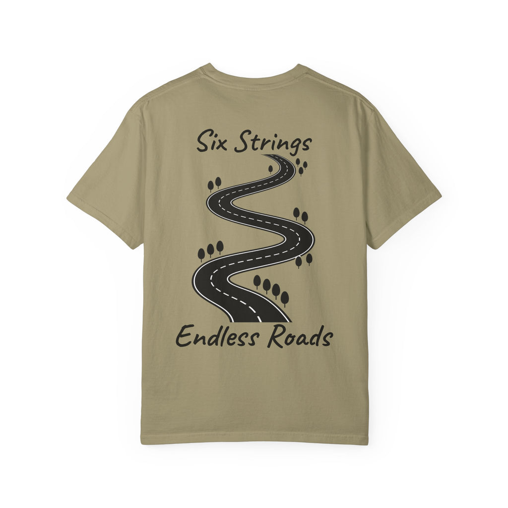 Six Strings, Endless Roads. Unisex T-Shirt