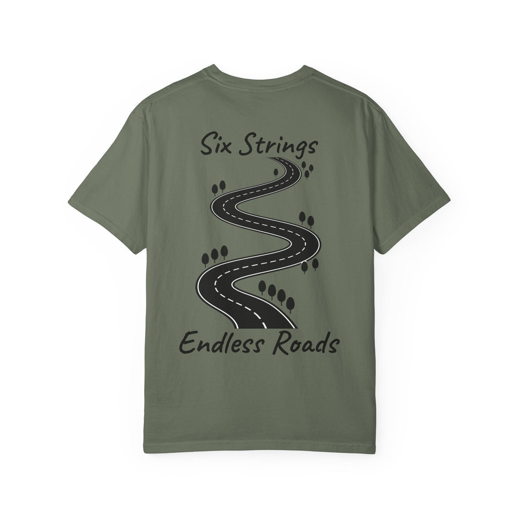 Six Strings, Endless Roads. Unisex T-Shirt