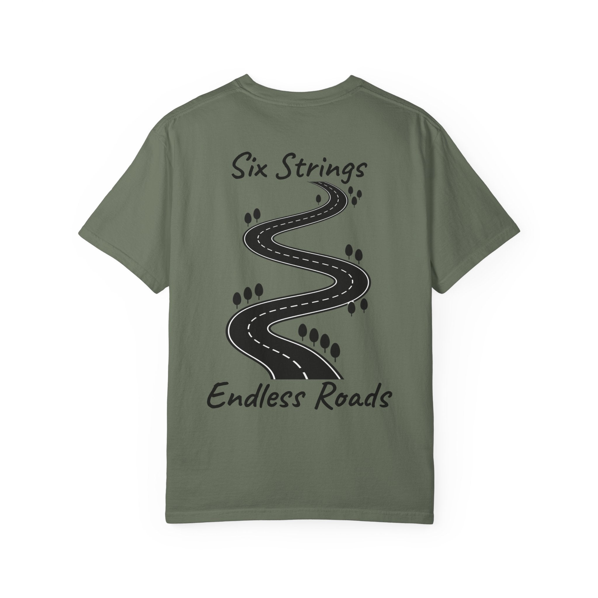 Six Strings, Endless Roads. Unisex T-Shirt