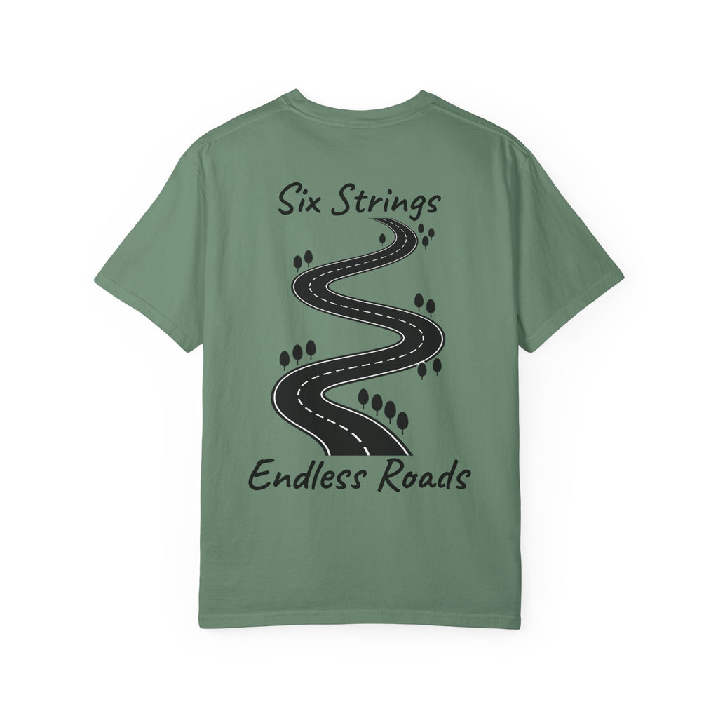 Six Strings, Endless Roads. Unisex T-Shirt