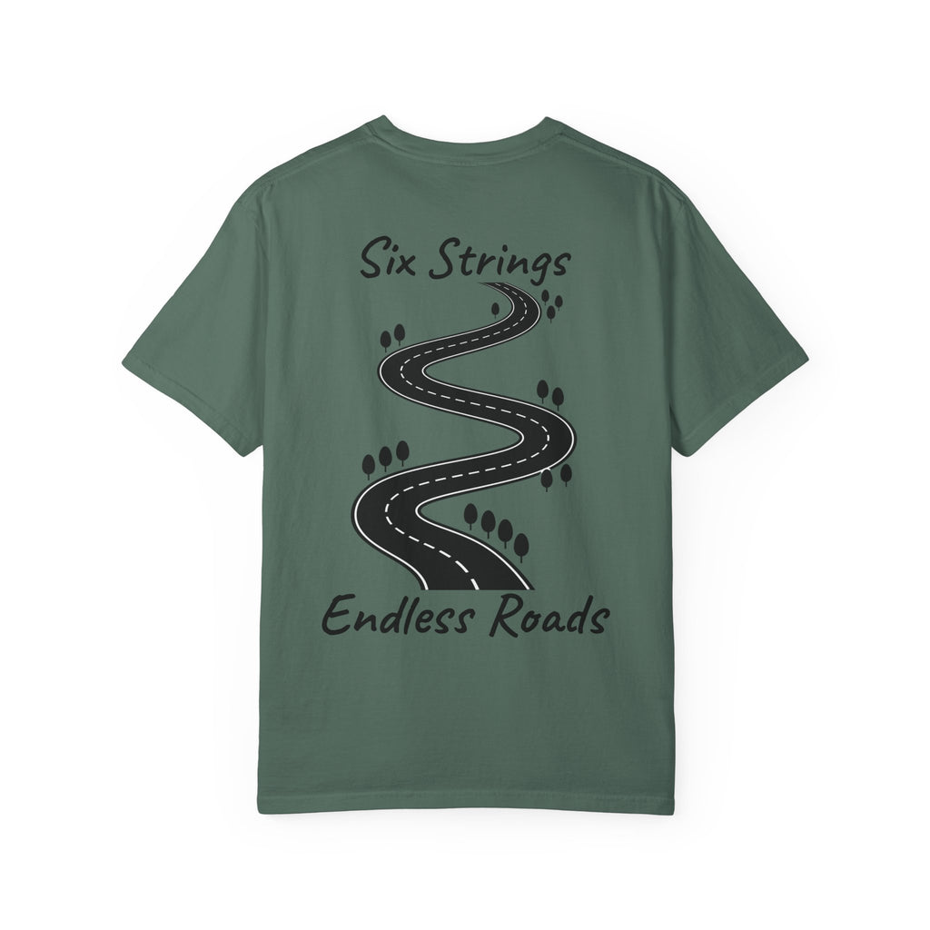 Six Strings, Endless Roads. Unisex T-Shirt