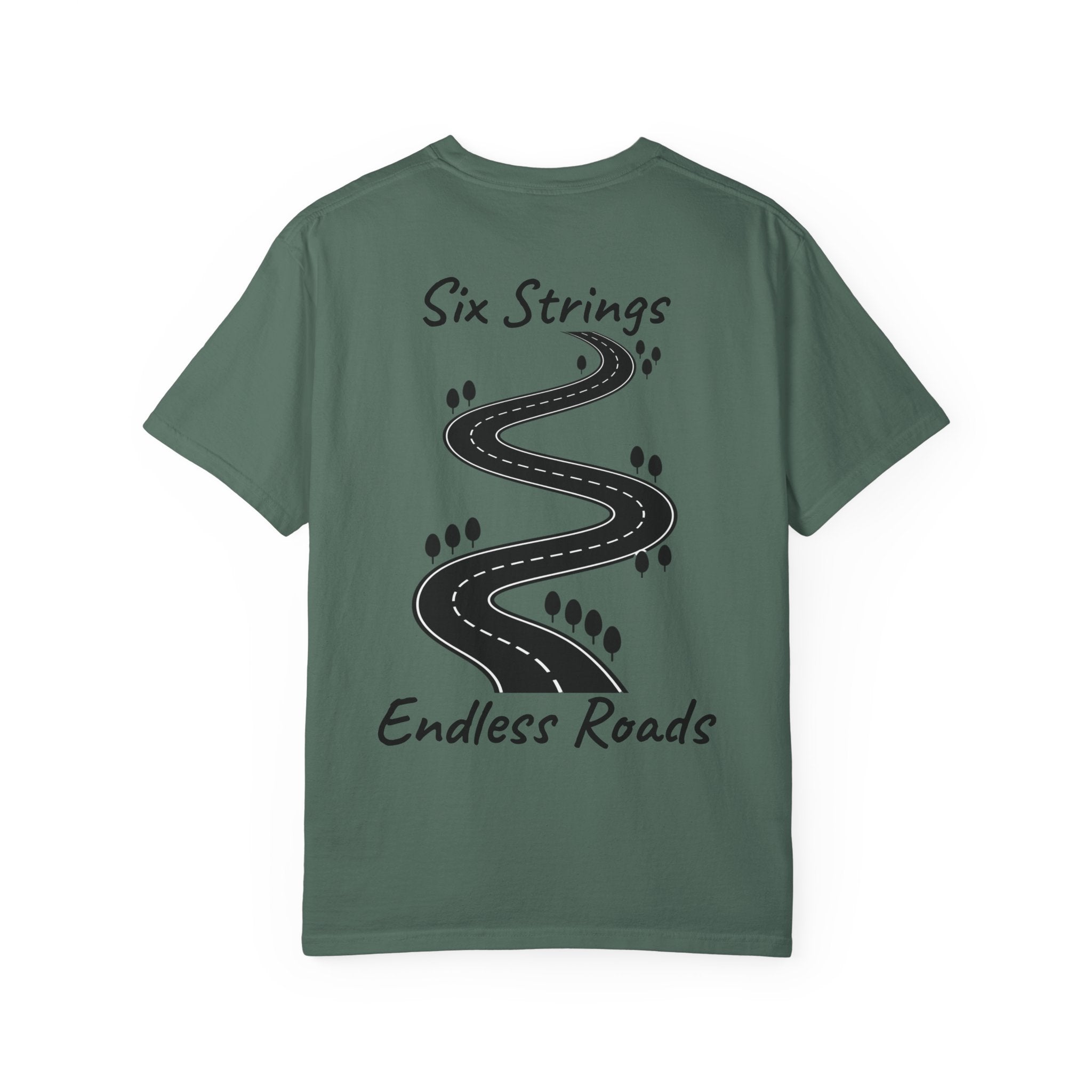 Six Strings, Endless Roads. Unisex T-Shirt