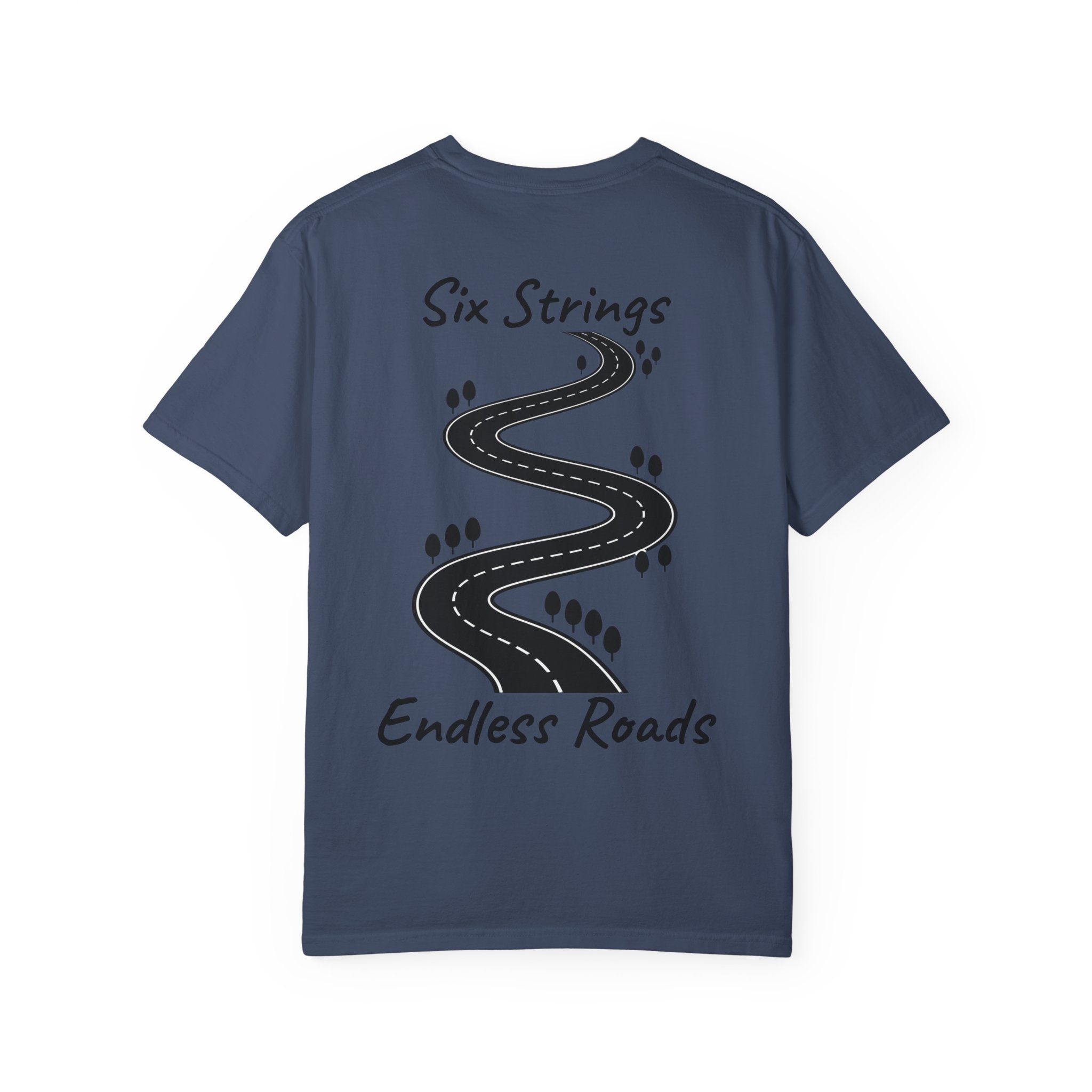Six Strings, Endless Roads. Unisex T-Shirt