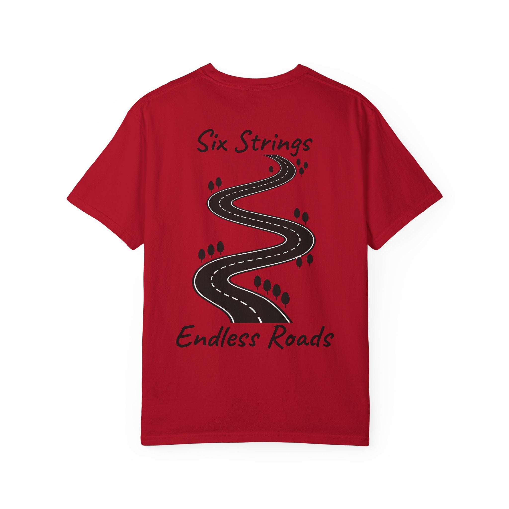 Six Strings, Endless Roads. Unisex T-Shirt