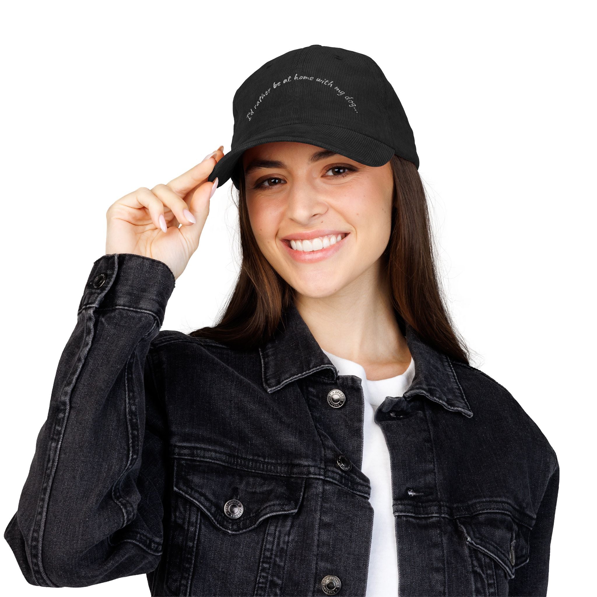 I'd Rather Be at Home with My Dog... Corduroy Dad Hat (Embroidered)